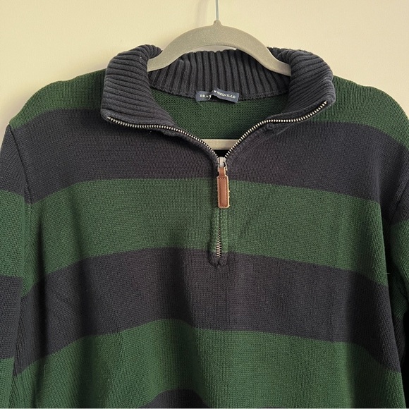 Brandy Melville Navy Blue and Green Quarter Zip Sweatshirt-One Size - Picture 2 of 6